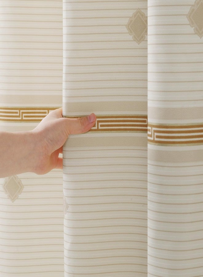 MVSUTA Seville Farmhouse Tan Polyester Stripes Printed Modern Shower Curtain,Decorative Yellow Waterproof Fabric Stall Bathroom Curtains,Small 54" W x 72" L - Image 4