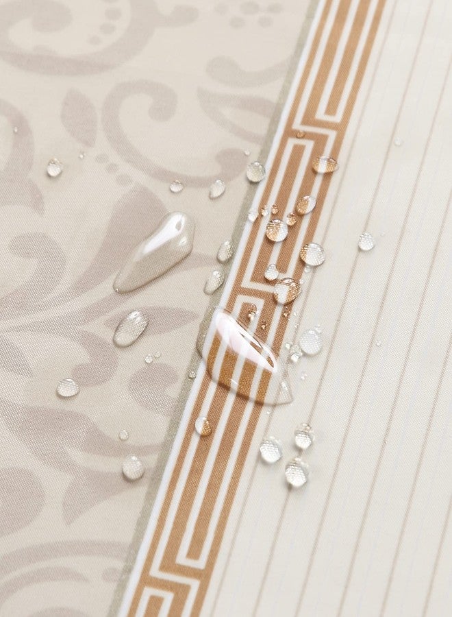 MVSUTA Seville Farmhouse Tan Polyester Stripes Printed Modern Shower Curtain,Decorative Yellow Waterproof Fabric Stall Bathroom Curtains,Small 54" W x 72" L - Image 2