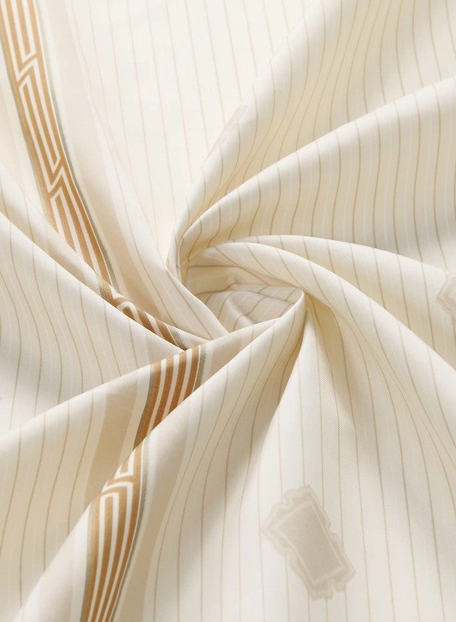 MVSUTA Seville Farmhouse Tan Polyester Stripes Printed Modern Shower Curtain,Decorative Yellow Waterproof Fabric Stall Bathroom Curtains,Small 54" W x 72" L - Image 3
