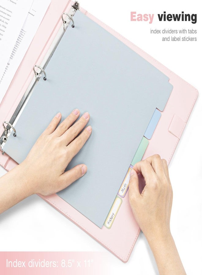 Ospelelf Vintage Hardcover 3 Ring 2 inch Leather Binder, Professional Binder Organizer Suitable for Letter Size, Binder Dividers with Tabs, Clipboard Design, Faux Rose Pink Leather - Image 5
