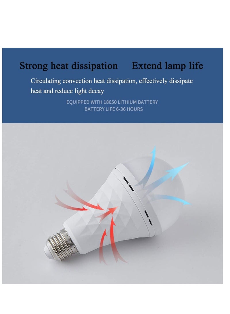 Loquat Emergency LED Light Bulb with Hook Switch 9W Rechargeable Bulb LED Intelligent Emergency Bulb for Power Outage Restaurants, Guest Rooms, Camping, Hiking, Daylight White, 6-Pack - Image 4