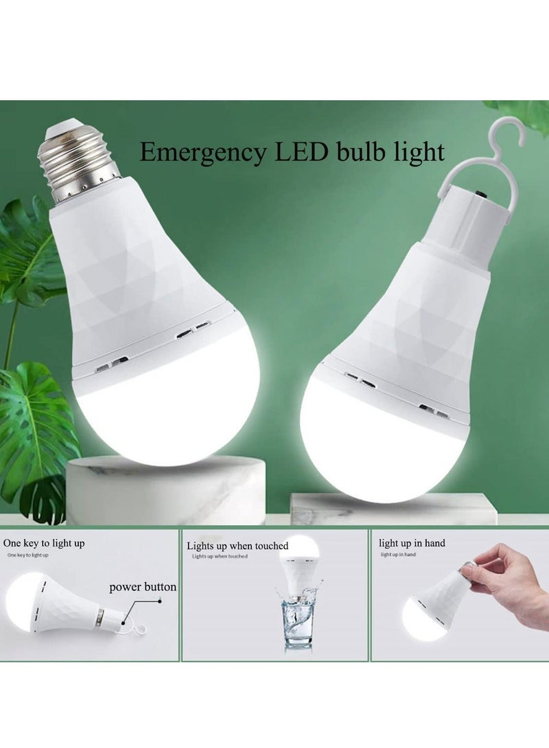 Loquat Emergency LED Light Bulb with Hook Switch 9W Rechargeable Bulb LED Intelligent Emergency Bulb for Power Outage Restaurants, Guest Rooms, Camping, Hiking, Daylight White, 6-Pack - Image 2