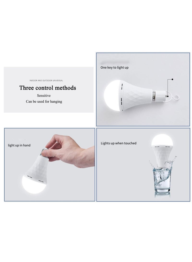 Loquat Emergency LED Light Bulb with Hook Switch 9W Rechargeable Bulb LED Intelligent Emergency Bulb for Power Outage Restaurants, Guest Rooms, Camping, Hiking, Daylight White, 6-Pack - Image 5