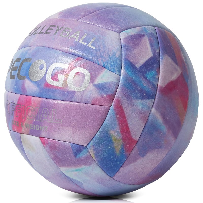 PECOGO Volleyball Size 5 Soft PU Leather Purple Indoor Outdoor Volleyballs Sports Training Game Play Ball for Beginner, Teenager, Adult - Image 3