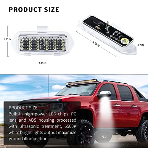DERMOKA LED Puddle Mirror Lights for Chevy Silverado 1500 Classic Avalanche 1500 2500 GMC Sierra 1500 Classic Cadillac Escalade/Escalade ESV EXT Yukon XL 1500 2500, 6000K White - Image 5