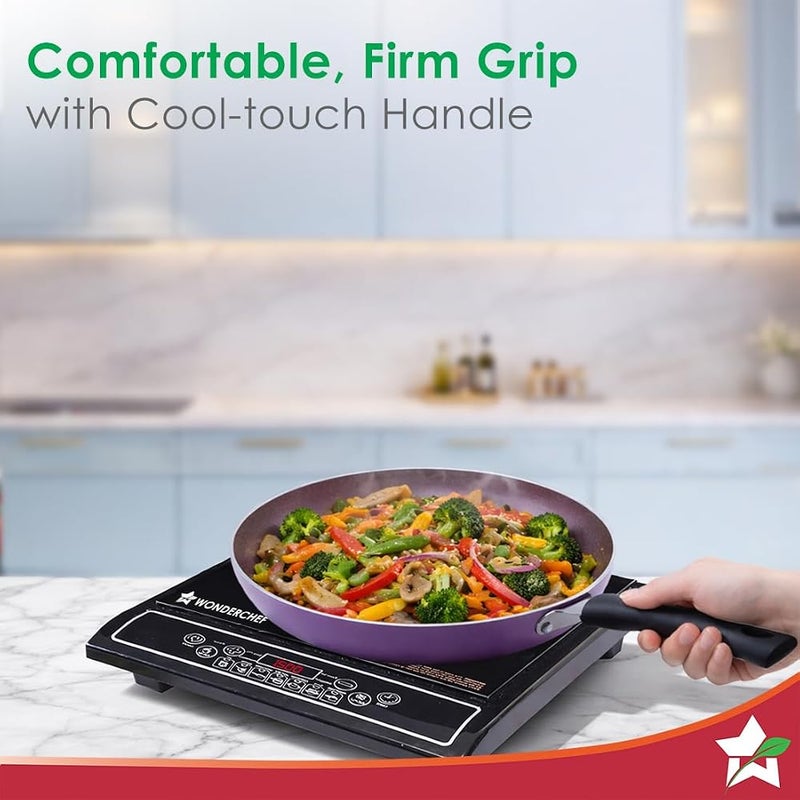 Wonderchef Valencia Non-Stick Fry Pan Cool Touch Bakelite Handle Pure Grade Aluminium| PFOA Free 1.5 litres Capacity Size 24 cm 1 Year Warranty Purple - Image 4