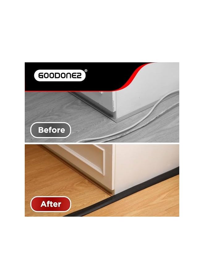 GOODONE2 GOODONE2 2 Meters Floor Cord Cover, Overfloor Cord Protector – Self-Adhesive Power Cable Protector – Silicone Cord Protector – Ideal Extension Cord Cover to Protect Wires On Floor (Black)  - Image 2