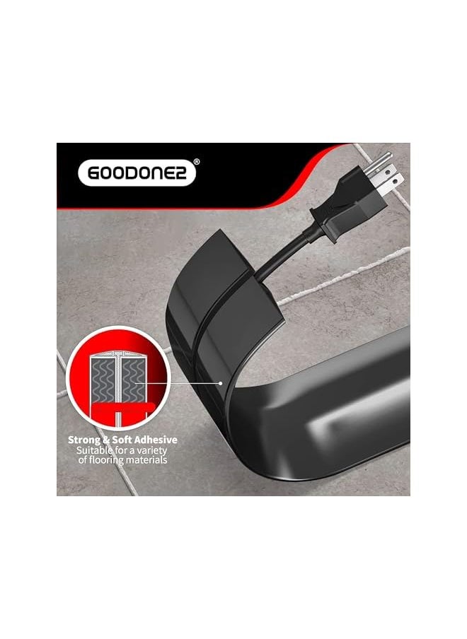 GOODONE2 GOODONE2 2 Meters Floor Cord Cover, Overfloor Cord Protector – Self-Adhesive Power Cable Protector – Silicone Cord Protector – Ideal Extension Cord Cover to Protect Wires On Floor (Black)  - Image 3