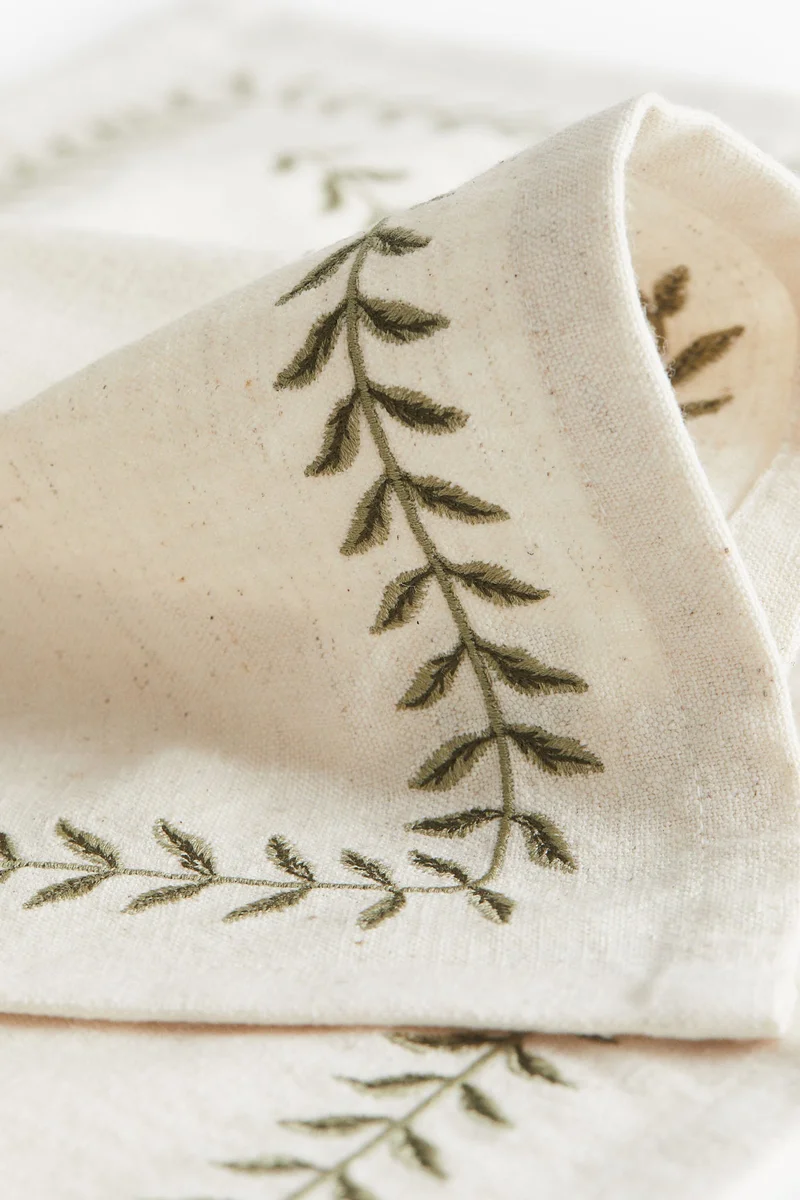 اتش اند ام 2-pack embroidered linen-blend placemats