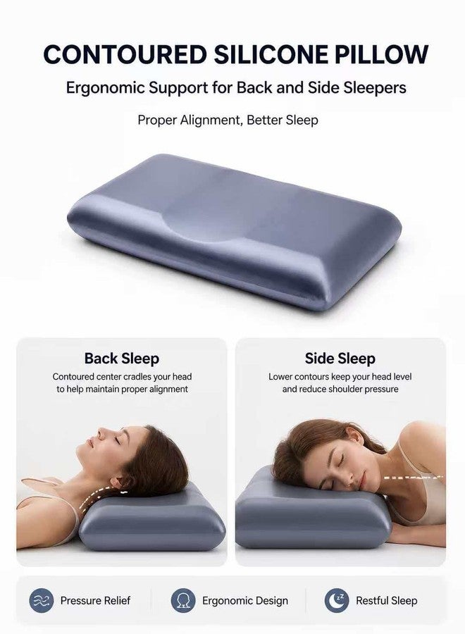 ASRIO Groove Silicone Pillow, Center Dip Design for Head Support, Pressure Relief Bed Pillow, Cooling Breathable, (Standard Size, (Groove Pillow)) - Image 4