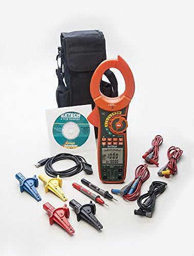 Extech PQ2071-1000 A 1-/3‑Phase True RMS Power Clamp Meter – AC Current, Voltage, Frequency, Power Measurements (kW, kVA, kVAR, kWh), Power Factor & Phase, Data Logging with USB - Image 3