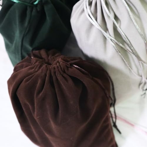 Aestivate 8 Pack Large Velvet Drawstring Pouch, Velvet Bag 8×10 Inch Storage Bag Cosmetics Pouches Dust Bag 8 Pieces (Brown) - Image 3