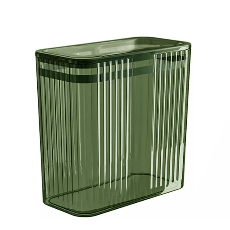 Lingerlanden Transparent Trash Can, Bathroom Trash Cans with Lids, 3.5 Gallon Garbage Can for Bedroom, Office, Plastic Slim Waste Basket with Press Top Lid, 15L Clear Trash Bin for Home, Kitchen (Green) - Image 1