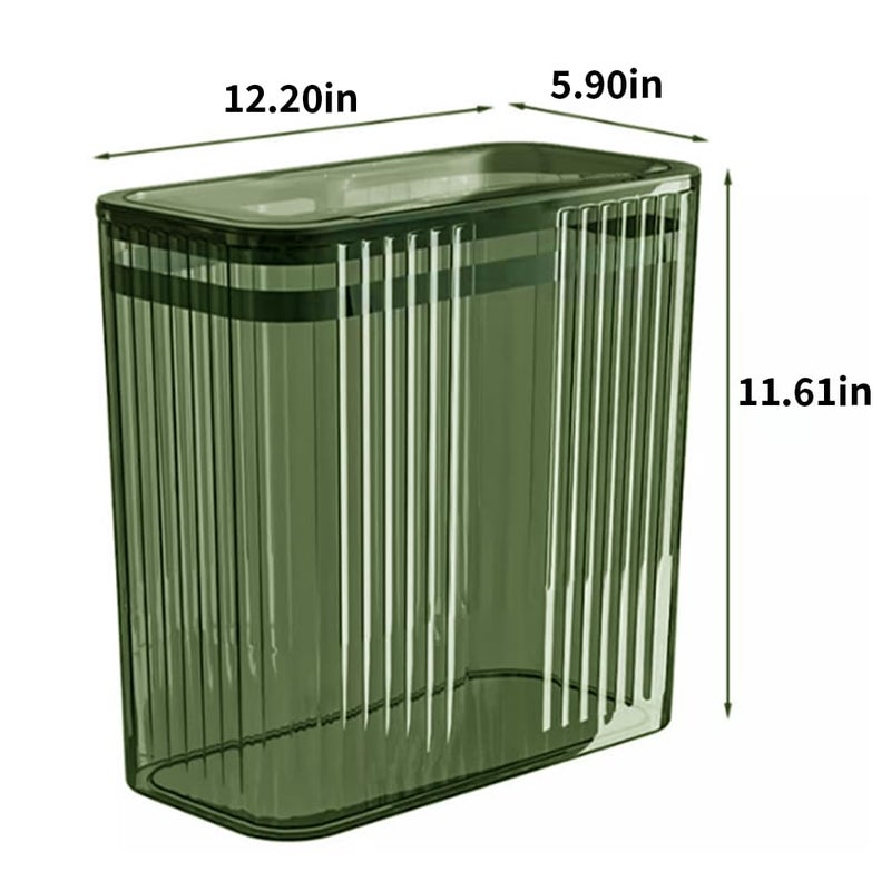Lingerlanden Transparent Trash Can, Bathroom Trash Cans with Lids, 3.5 Gallon Garbage Can for Bedroom, Office, Plastic Slim Waste Basket with Press Top Lid, 15L Clear Trash Bin for Home, Kitchen (Green) - Image 2