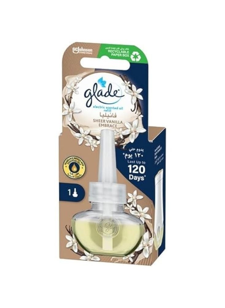 جليد عبوة إعادة تعبئة زيت معطر كهربائي برائحة الفانيليا من جليد - رائحة دافئة ومهدئة تدوم حتى ١٢٠ يومًا