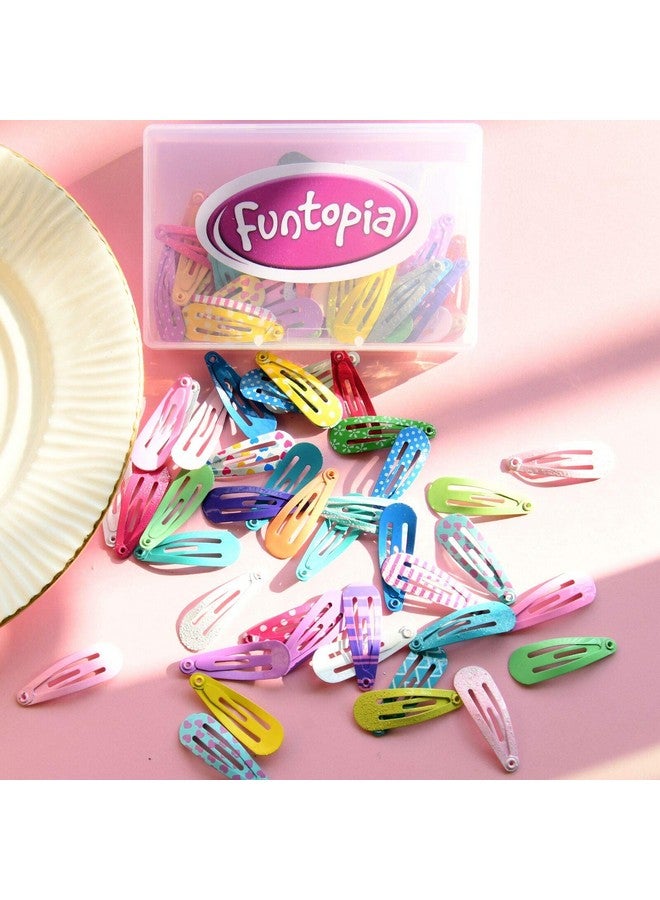 فونتوبيا مشابك شعر للأطفال الصغار Funtopia 80 قطعة (1.2 بوصة 3 سم) مشابك شعر صغيرة لطيفة للفتيات الصغيرات والأطفال مشابك شعر معدنية صغيرة ملونة للشعر الناعم - Image 4