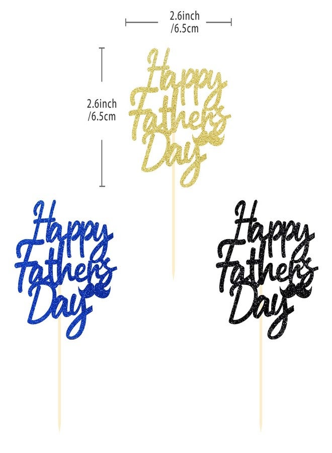 Moitkptt 24Pcs Happy Father's Day Cupcake Toppers for Father's Day Decorations, Best Dad Cupcake Picks for Father's Birthday Decorations (happy) - Image 2