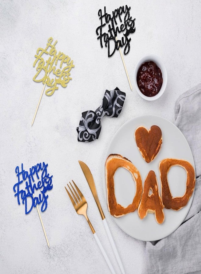 Moitkptt 24Pcs Happy Father's Day Cupcake Toppers for Father's Day Decorations, Best Dad Cupcake Picks for Father's Birthday Decorations (happy) - Image 4