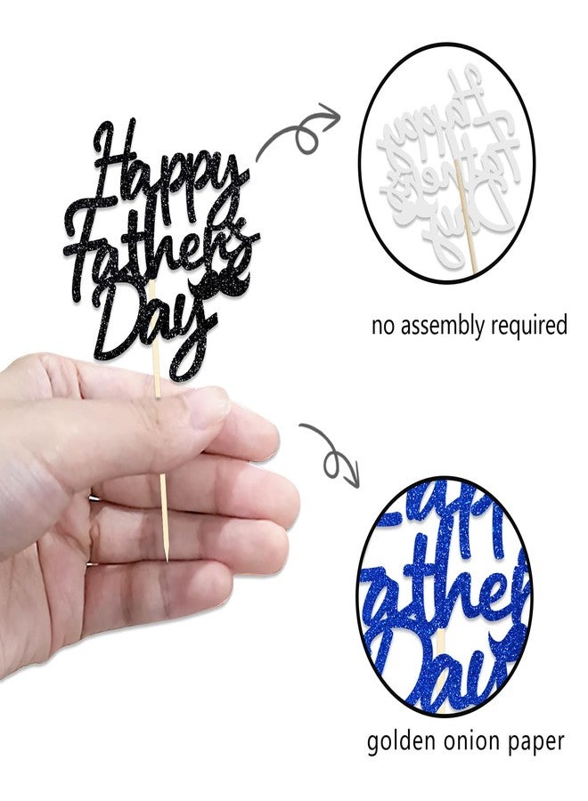 Moitkptt 24Pcs Happy Father's Day Cupcake Toppers for Father's Day Decorations, Best Dad Cupcake Picks for Father's Birthday Decorations (happy) - Image 3