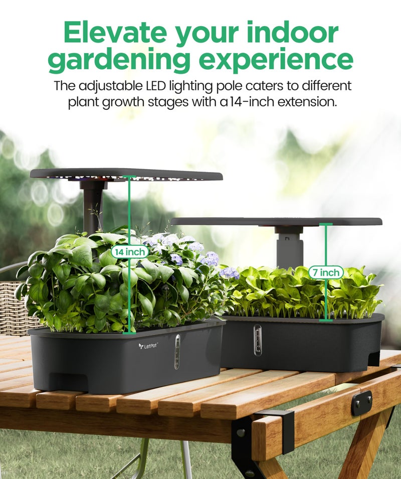 LETPOT LPH-Air Hydroponics Growing System Kits, APP & WiFi Controlled Smart Indoor Garden with 24W Grow Light Full Spectrum, 10 Pods Planter Indoor Gardening for Gifts, Kitchen, Vegetable (Black) - Image 5