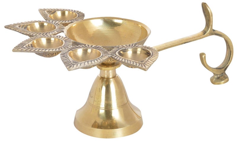 Damurhu Brass Aarti Deepam Panch Diya Hindu Puja Accessories Golden 25 Grams Pack of 1 Size 1 - Image 3