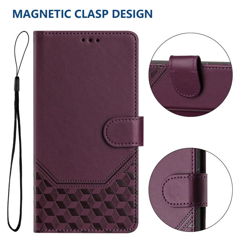 BURAQ Case Cover For vivo V50 Lite 5G Honeycomb Embossing RFID Leather Phone Case(Violet) - Image 5