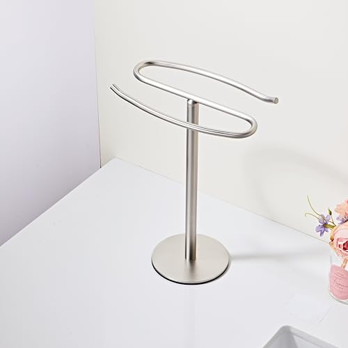 BTHRMHW Brushed Nickel Hand Towel Holder Stand,13 Inch Free-Standing Towel Rack, SUS304 Stainless Steel Towel Bar Rack Stand, Tower Bar for Bathroom Kitchen Vanity Countertop… - Image 5