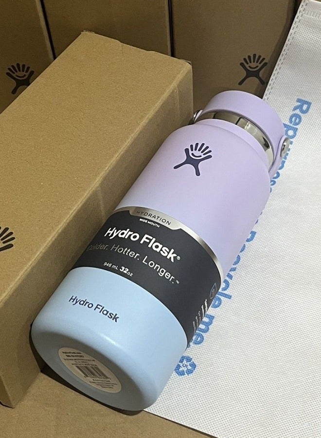 هايدرو فلاسك ( 32oz 946ml ) واسعة الفم مانعة للتسرب والعزل الحراري الفولاذ المقاوم للصدأ الترمس كأس مع سترو الغطاء ، يمكن أن تعمل في المدرسة ، والقيادة ، والسفر والرياضة شرب المشروبات الساخنة والشاي والقهوة - Image 2