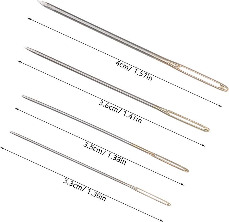DOITOOL 80pcs Large Eye Embroidery Needles Stainless Steel Cross Stitch Sewing Sharp Needles with Threader for Hand Sewing Crafts and Embroidery Supplies Random Color - Image 2
