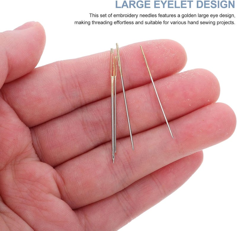 DOITOOL 80pcs Large Eye Embroidery Needles Stainless Steel Cross Stitch Sewing Sharp Needles with Threader for Hand Sewing Crafts and Embroidery Supplies Random Color - Image 3