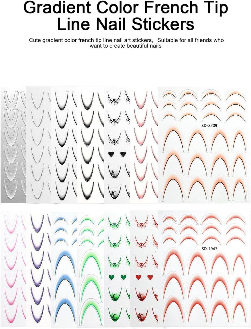 French Tip Stickers,14 Sheet Adhesive Decals,Gradient French Manicure Strips | for Women Girls Beginners Home Salon Travel Daily Routine Grooming - Image 4