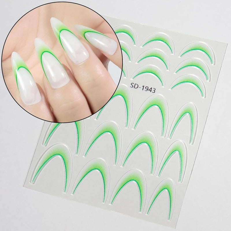 French Tip Stickers,14 Sheet Adhesive Decals,Gradient French Manicure Strips | for Women Girls Beginners Home Salon Travel Daily Routine Grooming - Image 2