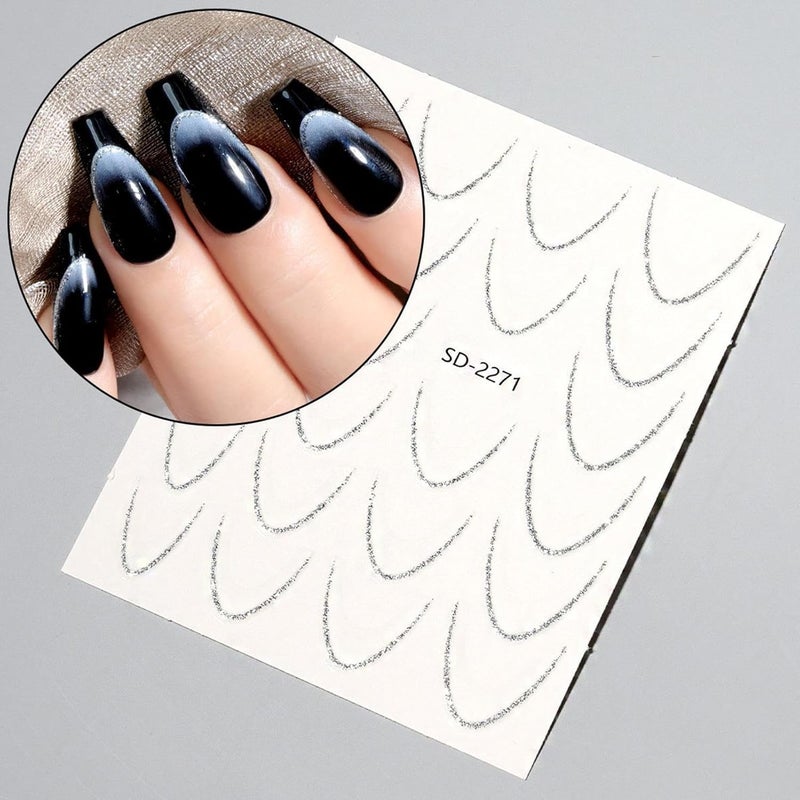 French Tip Stickers,14 Sheet Adhesive Decals,Gradient French Manicure Strips | for Women Girls Beginners Home Salon Travel Daily Routine Grooming - Image 3
