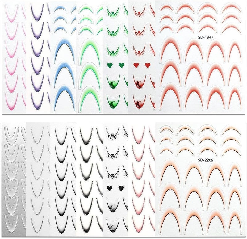 French Tip Stickers,14 Sheet Adhesive Decals,Gradient French Manicure Strips | for Women Girls Beginners Home Salon Travel Daily Routine Grooming - Image 1
