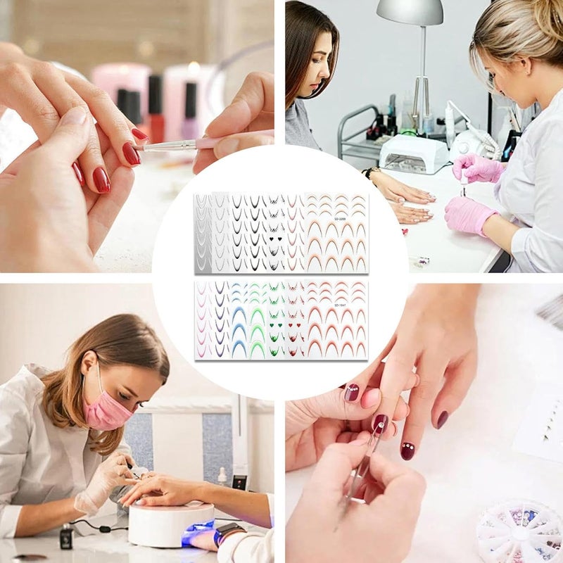 French Tip Stickers,14 Sheet Adhesive Decals,Gradient French Manicure Strips | for Women Girls Beginners Home Salon Travel Daily Routine Grooming - Image 5