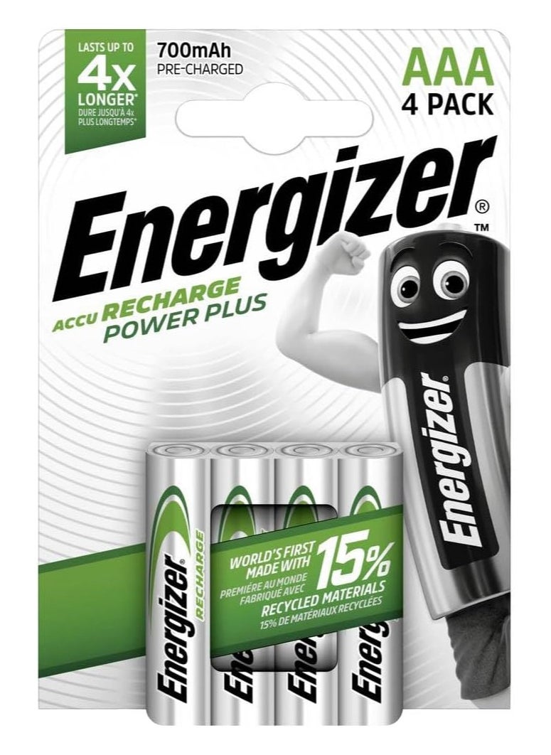 Energizer Rechargeable Batteries AAA, Recharge Power Plus, Pack of 4