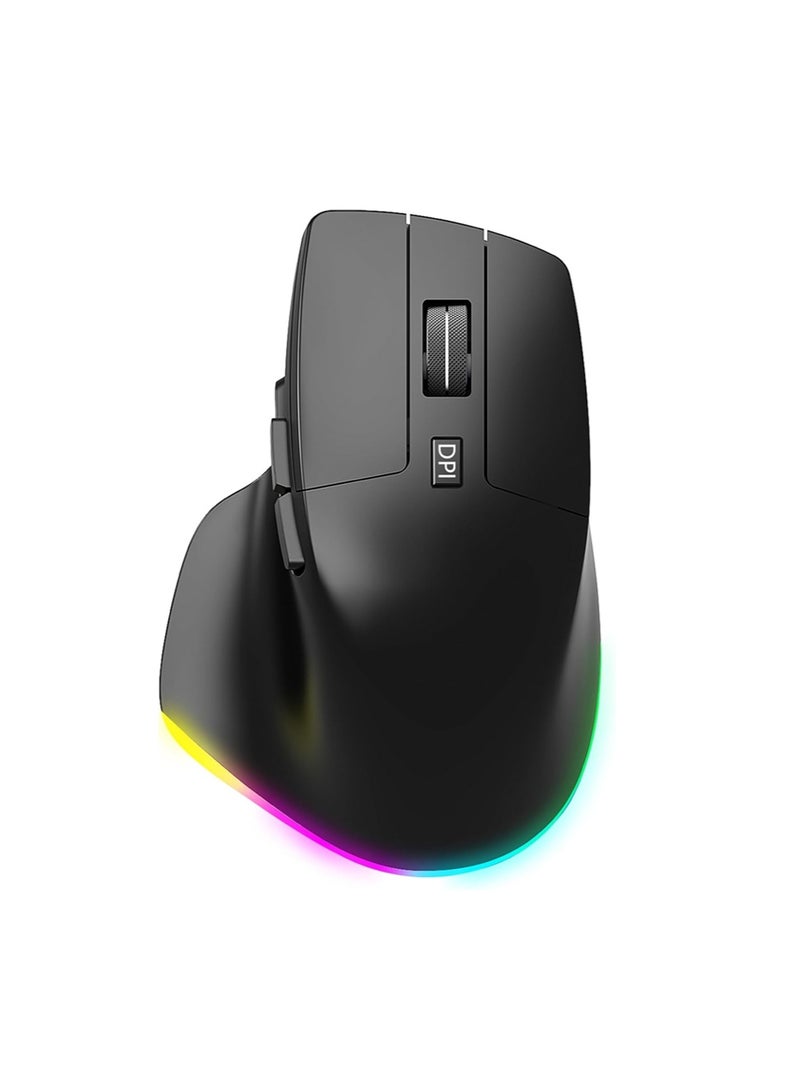 Wireless Performance Mouse, Bluetooth Mouse Tri-Mode Bluetooth & 2.4GHz, 6 RGB Lighting Modes, 3 DPI Levels 800/1200/1600, 6 Buttons, Silent for Laptop, PC, Tablet  Black - Image 2