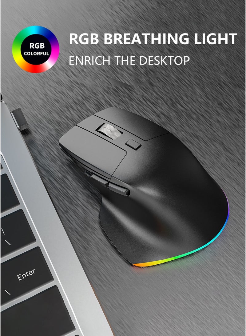 Wireless Performance Mouse, Bluetooth Mouse Tri-Mode Bluetooth & 2.4GHz, 6 RGB Lighting Modes, 3 DPI Levels 800/1200/1600, 6 Buttons, Silent for Laptop, PC, Tablet  Black - Image 1