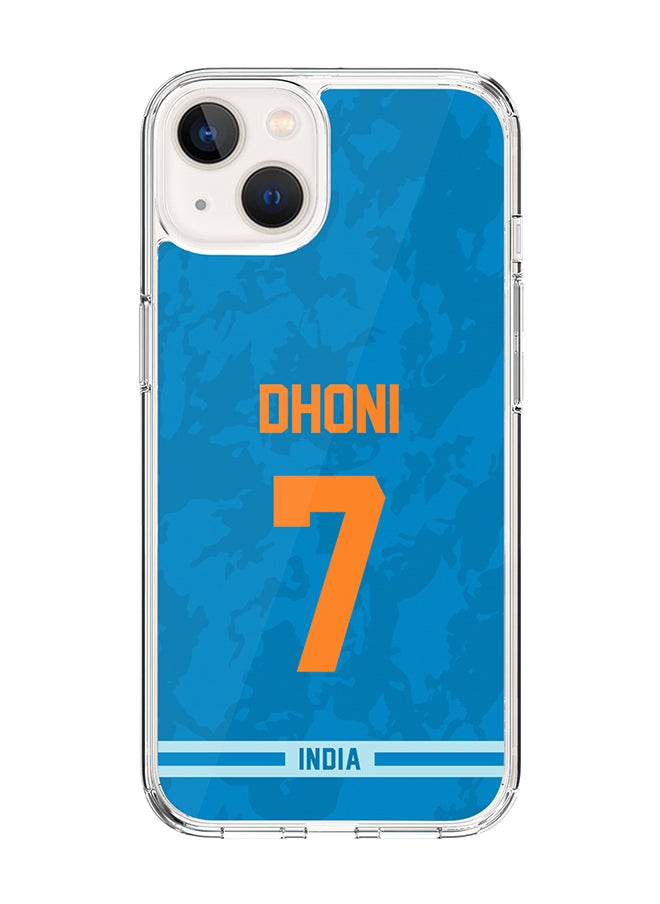 Stylizedd Classic Clear Case Compatible With iPhone 15 Plus , Hybrid Soft Case Transparent Cover - Player Name - MS Dhoni, Jersey Number- 7 