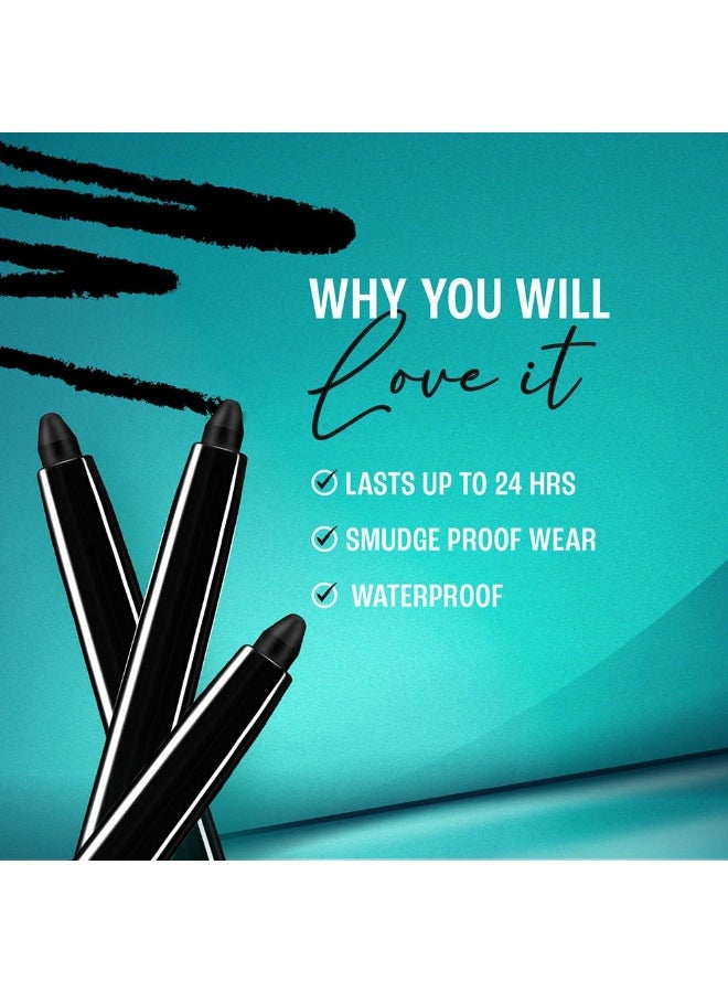 LAKME Eyeconic Kajal Twin Pack Matte Waterproof Kohl Smudge Proof Kajal Pencils that lasts hours Pack of 2 Deep Black 0.35g - Image 2