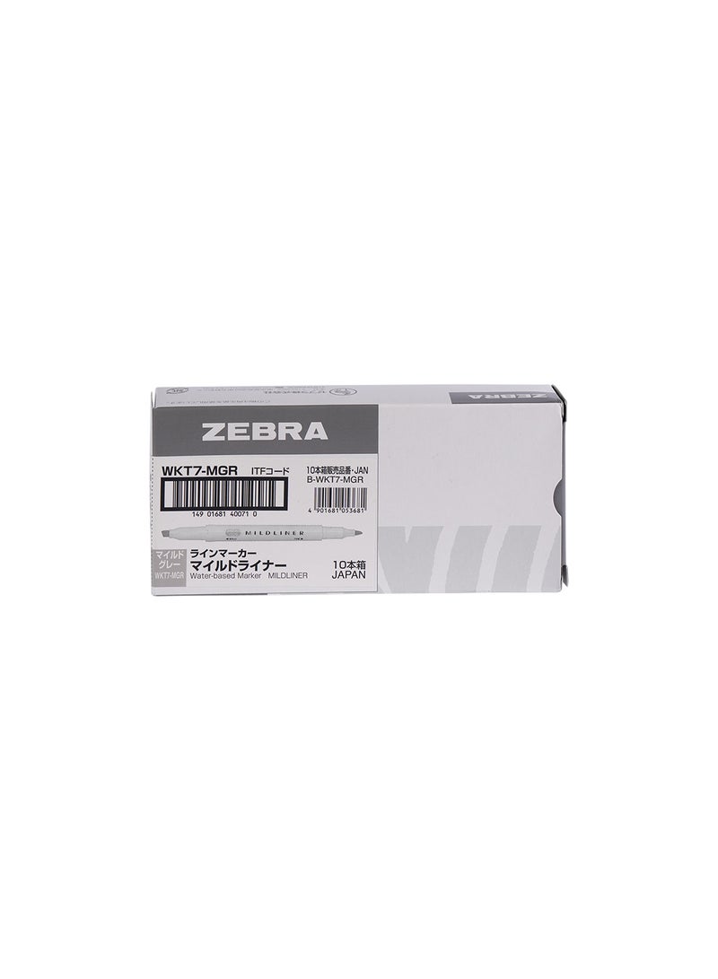 ZEBRA Mildliner Double Sided Highlighter , for Journal Planner , marking dictionary, Note Taking , drawing illustrations , Pack of 10 Gray Highlighters  - Image 1