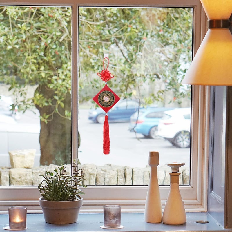 klarako 1pc Feng Shui Compass Chinese Good Luck Coins Chinese New Year Decoration Good Luck Ornaments Car Hanging Ornament Feng Shui Money Coins Desk Topper Car Trim Lucky Copper Key Chain - Image 5