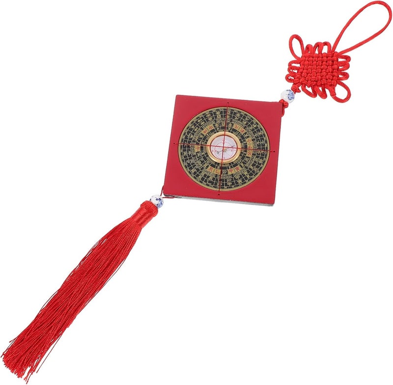 klarako 1pc Feng Shui Compass Chinese Good Luck Coins Chinese New Year Decoration Good Luck Ornaments Car Hanging Ornament Feng Shui Money Coins Desk Topper Car Trim Lucky Copper Key Chain - Image 1