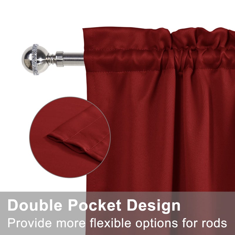 XWZO Room Darkening Curtains for French Doors  Privacy and Thermal Curtains for Glass Door  Rod Pocket Curtains with Tiebacks  54 x 72 inches Long  Burgundy  1 Panel - Image 3