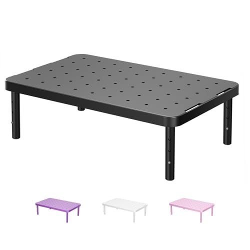 WALI Computer Monitor Stand for Desk Adjustable Laptop Riser Desk Monitor Stand Underneath Storage for Office School Supplies PTT001B 1 Pack Black - Image 1