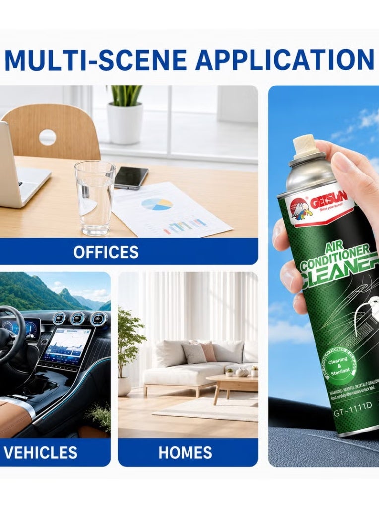 GETSUN Air Conditioner Cleaning Foam Spray 500ml – for cleaning AC vents and cooling coils (HVAC), removing bad odors, freshening the air, and deep cleaning car, home, and office air conditioners - Image 3