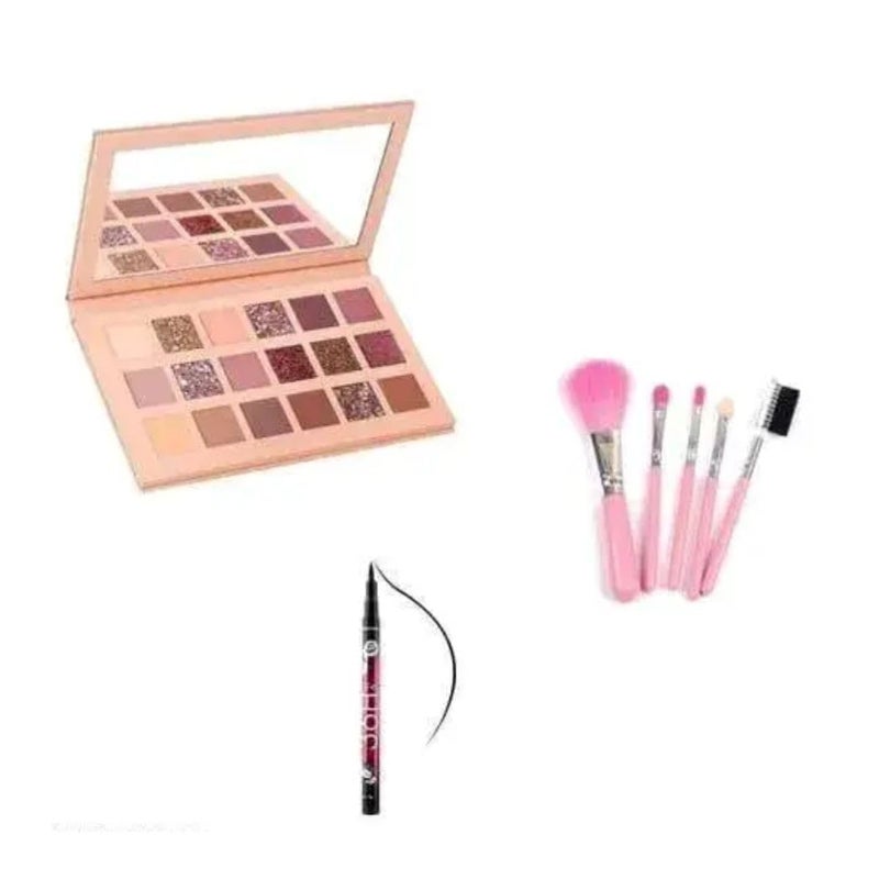 18 Colour Eyeshadow Palette Set with 36 Hour Eyeliner 5 Piece Makeup Brush Kit Shimmer and Matte Shades - Image 1