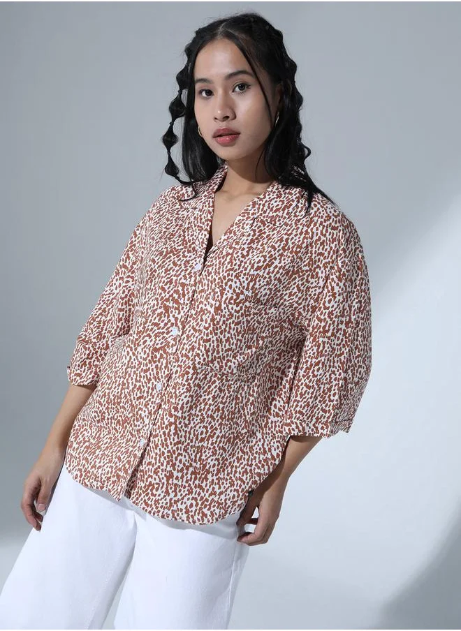 Hubberholme Ditsy Print Notch Lapel Relaxed Fit Shirt by Styli