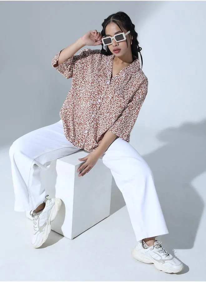 Hubberholme Ditsy Print Notch Lapel Relaxed Fit Shirt by Styli