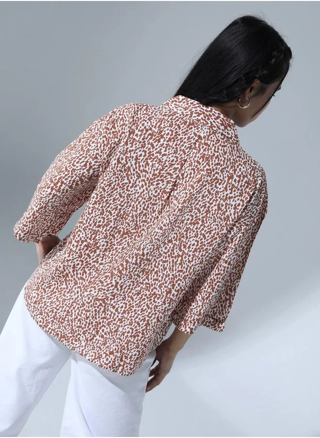 Hubberholme Ditsy Print Notch Lapel Relaxed Fit Shirt by Styli